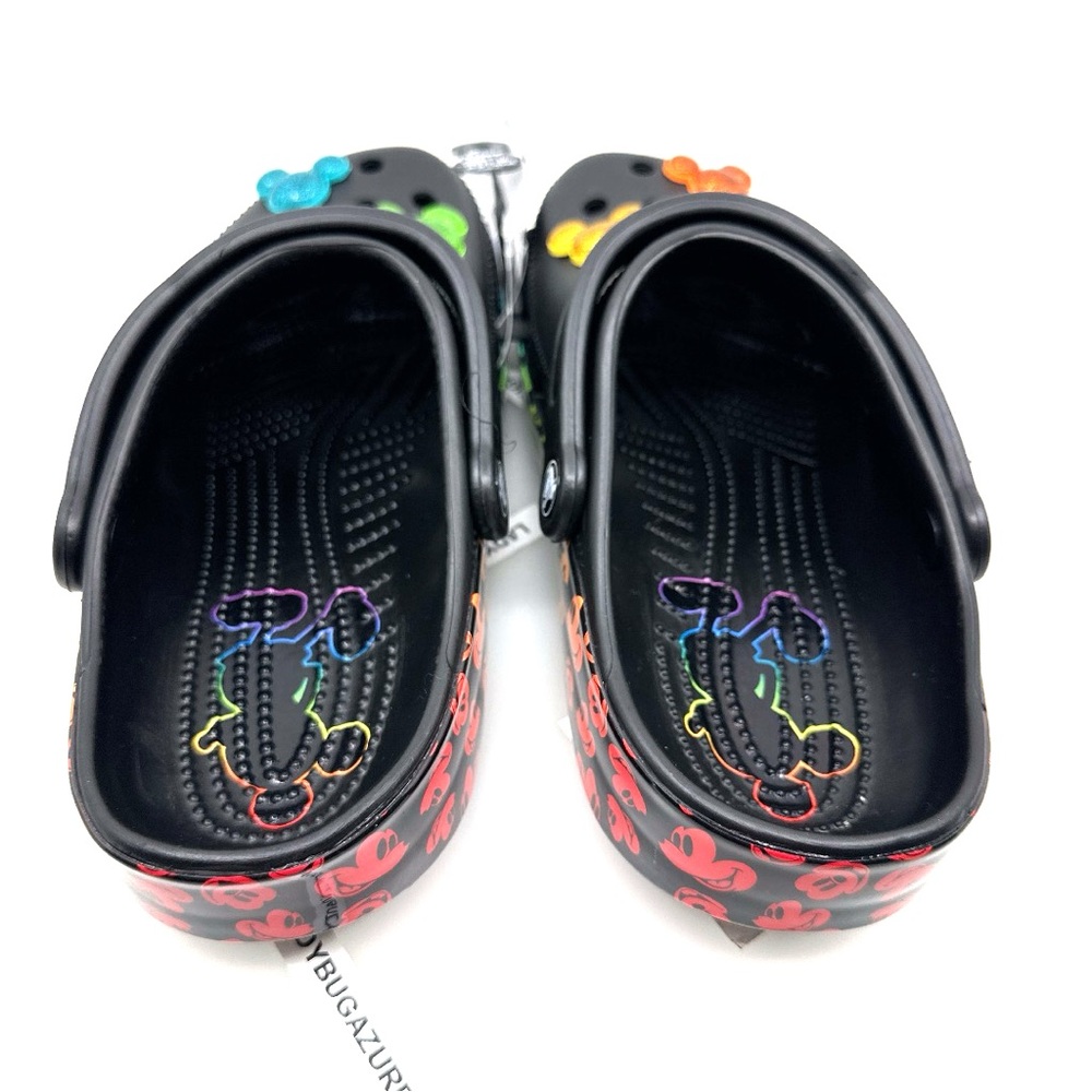 CROCS Black Sandals with Colorful Jibbitz Unisex M6/W8 - Picture 6 of 13